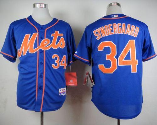 Mets #34 Noah Syndergaard Blue Alternate Home Cool Base Stitched MLB Jersey - Click Image to Close